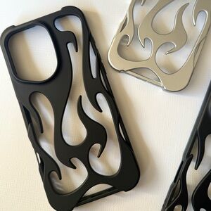 Flame Design Phone Cases in Black and Silver